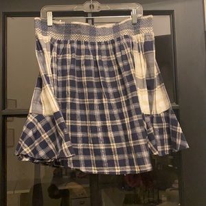 Plaid off the shoulder blouse.